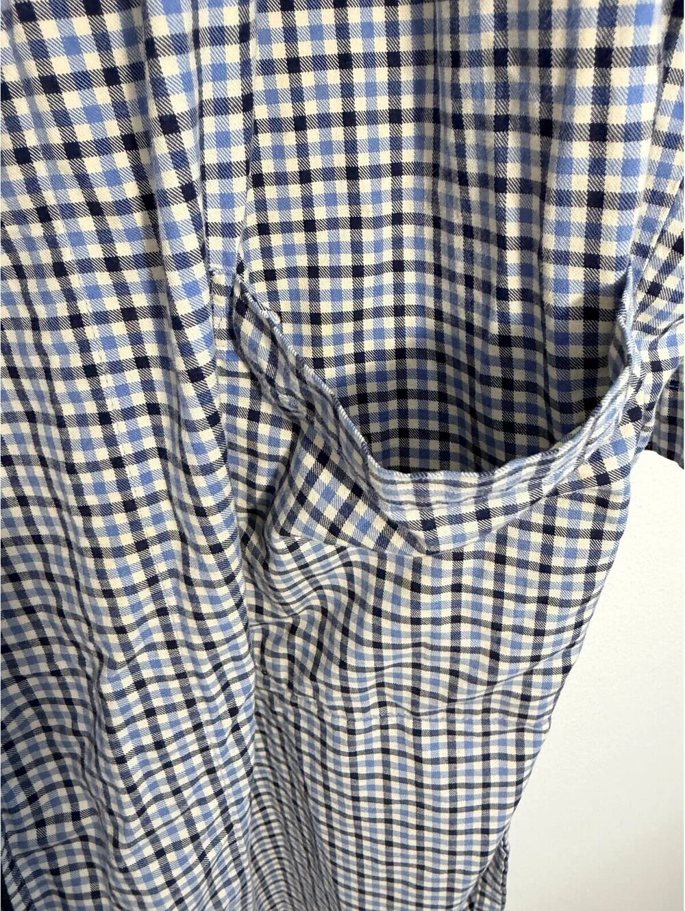 Polo Ralph Lauren Sleepwear Blue Gingham Cotton Robe Bathrobe Shawl Collar S/M